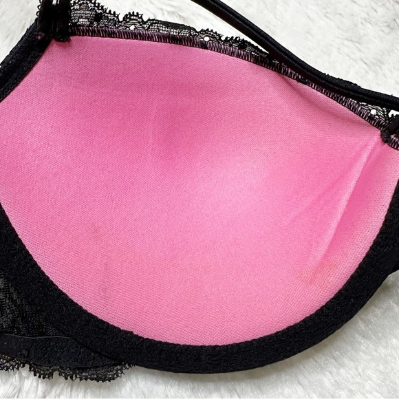 PINK VS Lace Date Night Push Up Bra in Black Lace Women’s 34C - Picture 9 of 9